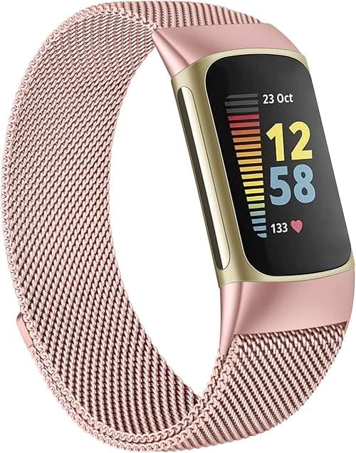 eWINNER Metal Band Bands Stainless Steel Mesh Loop Adjustable Magnetic Clasp Wristband Strap Replacement Compatible with Fitbit Charge 5 Advanced Fitness & Health Tracker smartwatch on Amazon.ae - Price Tracker
