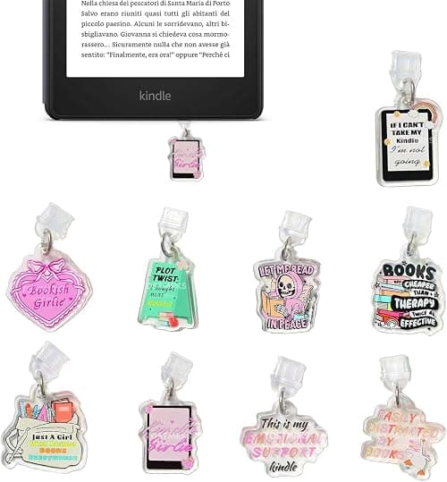 مجموعة دلايات للقارئ الالكتروني من توستمركس - 9 قطع من سدادات غبار اكريليك مخصصة لاجهزة Kindle Type C، ملحقات محبي الكتب المرحة، تحمي المنافذ وتضيف لونًا للطلاب والمعلمين على أمازون - دليلك لأفضل العروض