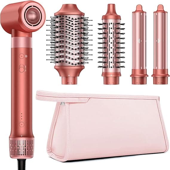 HITTIONA Airstyler 5-in-1 with Curling Iron Car Wrap, and High Speed Ion Hair Dryer, Multi-Hair Styler for Quick Drying, No Heat Damage, Fluffy Curls & Silky Hair, with Travel Bag on Amazon.ae - Price Tracker