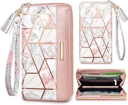 Women Wallets Multi Card Case Wallet Clutch Wallet Card Holder Organizer Ladies Purse Floral Tassel Wrist strap Purse,Gold Marble on Amazon.ae - Price Tracker