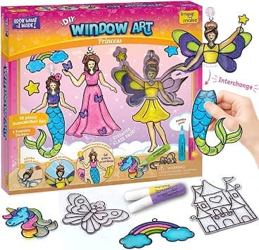 Imagimake Window Art Princess | Toys for Girls Ages 5-10 Years | 16 Piece Glass Painting Set | Princess, Mermaid & Unicorn Designs | Creative Arts & Crafts Kit | Ramadan, Birthday & Return Gifts - Best Deal Finder