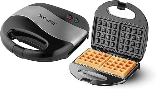 Sonashi 2-Slice Waffle Maker [Black-Silver] SWM-873-750W, Class I Non-Stick Waffle Maker Machine w/Cool Touch Body, Handle Lock, Indicator Lights | Kitchen Appliances on Amazon.ae - Price Tracker