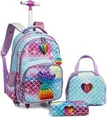 School Kids Rolling Backpack for Girls with Wheels Trolley Wheeled Backpack - Best Deal Finder