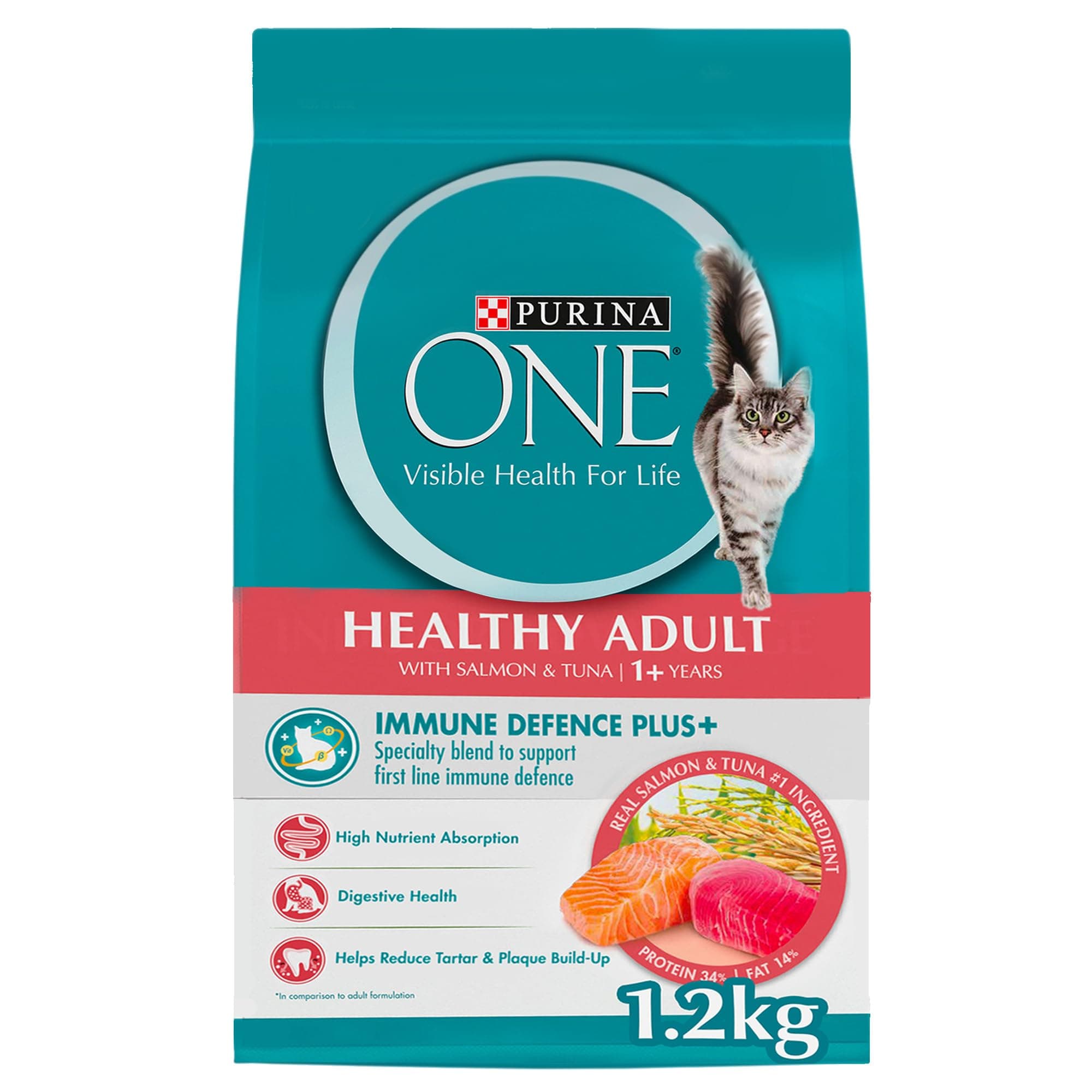 Purina One Adult Cat Food with Salmon and Tuna Flavours Promo Price (1.2kg) on Amazon.ae - Price Tracker