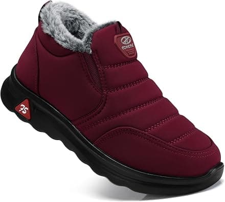SHIBEVER Winter Snow Boots for Women: Black Warm Fur Lined Slip on Ankle Boots Comfortable Waterproof Outdoor Shoes Size on Amazon.ae - Price Tracker