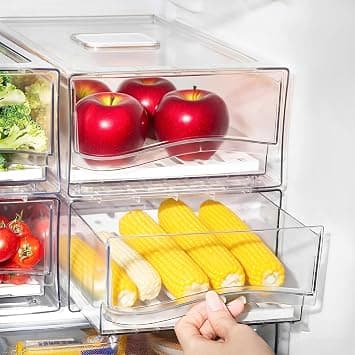 SYAMEET 2-Pack Pull-Out Fridge Organiser Drawers with Drain Trays, Large on Amazon.ae - Price Tracker
