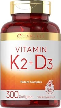 Carlyle Vitamin K2 and D3 Supplement | 300 Softgels | 200mcg K2 MK7 & 250mcg D3 | Non-GMO, Gluten Free on Amazon.ae - Price Tracker