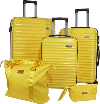 3-piece luggage set, luggage with wheels, rotating hardshell suitcase 5-piece set, Yellow, Fashion… on Amazon - Best Deal Finder