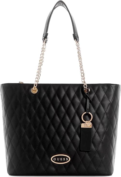 GUESS Factory Women's Quilted Chain Handle Tote Bag Handbag - Black on Amazon.ae - Price Tracker