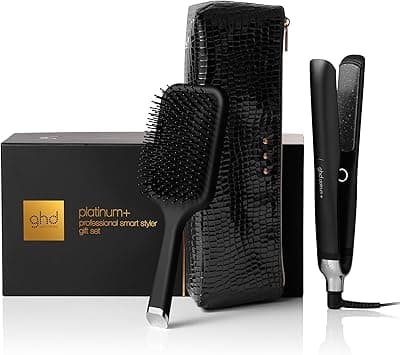 ghd Platinum+ Professional Smart Flat Iron, Black, with Ultra-Gloss Ceramic Plates, Heat-Resistant Bag, All-Rounder Paddle Brush, Festive Gift Set on Amazon.ae - Price Tracker