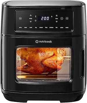 Nutricook 12L Air Fryer Oven with Rotisserie, TwinCrisp Top & Bottom Heating, 10 Cooking Programs, Ceramic-Coated Trays, SS304 Accessories, Family Size Capacity, Removable Door, Easy Clean on Amazon.ae - Price Tracker