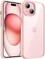 JETech Case for iPhone 15 6.1-Inch, Shockproof Phone Bumper Cover, Solid Color Matte TPU Frame, Anti-Scratch Clear Back (Pink) - Best Deal Finder