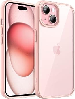 JETech Case for iPhone 15 6.1-Inch, Shockproof Phone Bumper Cover, Solid Color Matte TPU Frame, Anti-Scratch Clear Back (Pink) - Best Deal Finder