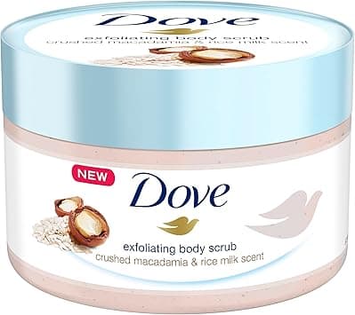 Dove Exfoliating Body Polish Scrub,Macadamia & Rice Milk,with ¼ moisturising cream, 225ml on Amazon.ae - Price Tracker