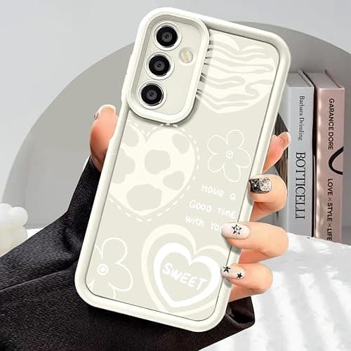 Cow Print Case for Samsung Galaxy A17 / F17 5G/M17 5G Phone Case,Cute Heart Floral Motif Women Girls Slim Soft TPU Silicone Shockproof Protective Case-White on Amazon.ae - Price Tracker
