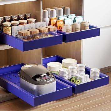 Mustorn 2 Pack Pull Out Cabinet Organizer,21.8" Deep Slide Out Drawer for Cabinets Adhesive Pull Out Drawers Heavy Duty Pull Out Shelves for Kitchen,Cupboard,Pantry,Bathroom-Blue on Amazon.ae - Price Tracker