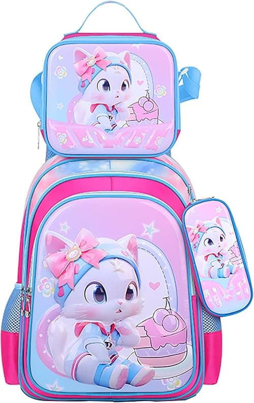 3PCS Kids Backpack for Boys Girls, 16 Inch Water Resistant Bookbag & Lunch Box & Pencil Case for Preschool Kindergarten Primary Junior Elementary School Teen Students (6-12 Age) على Amazon.ae - متتبع الأسعار