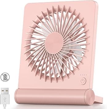 Koonie USB Fan, Strong Wind Ultra Quiet Small Desk Fan 220° Tilt Folding 3 Speeds Adjustable USB-C Powered Personal Fan for Home Office Desktop, Pink على Amazon.ae - متتبع الأسعار