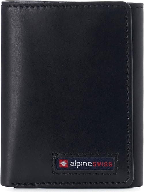 Alpine Swiss Men's Leon Trifold Wallet RFID Safe Hampton Collection One Size Glossy Nappa Black on Amazon.ae - Price Tracker