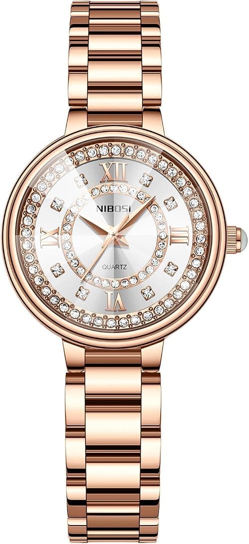 NIBOSI Women's Watches Analog Quartz Ladies Wrist Watch Dainty Rose Gold Minimalist Vintage Luxury Diamond Stainless Steel Strap Watches for Women on Amazon.ae - Price Tracker