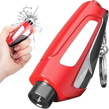 Upgrade 2 in 1 Mini Window Breaker Seatbelt Cutter,Emergency Keychain Car Escape Tool for Automotive Accidents (Red) على Amazon.ae - متتبع الأسعار