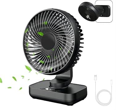 MERTTURM USB Desk Fan, Small Oscillating Table Fan for Bedroom with 4 Speeds, Ultra Quiet and LED Display, Rechargeable 4000mAh Battery Mini Table Fan with Hang Hook for Home Office, Black - Amazon.ae Price Tracker
