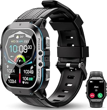 KASTWAVE BT20 Military Smart Watch for Men Women, 50M Waterproof Rugged Fitness Tracker, Bluetooth Call, Voice Assistant, 1.96 Inch Touchscreen, 100+ Sports Modes, 24H Health Monitor, for iOS/Android on Amazon.ae - Price Tracker