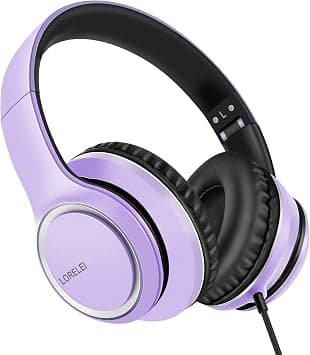 LORELEI X8 Over-Ear Wired Headphones with Microphone with 1.45m-Tangle-Free Nylon Line&3.5mm Plug,Lightweight Foldable & Portable Headphones for Smartphone,Tablet,Computer,Mp3/4(Dark Purple) on Amazon.ae - Price Tracker
