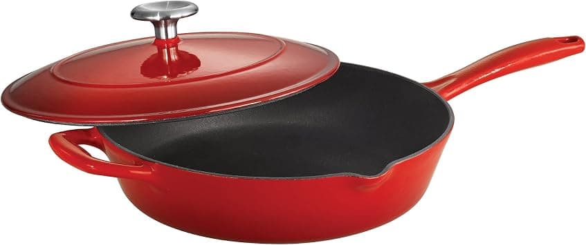 Tramontina Covered Skillet Enameled Cast Iron 10-Inch, Gradated Red, 80131/057DS on Amazon.ae - Price Tracker