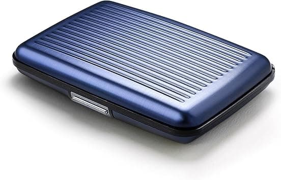 Aluminum card holder with metal lock, RFID protection against fraud and demagnetization, compact wallet, Smart Case STOCKHOLM model (Aluminum Navy Blue) on Amazon.ae - Price Tracker