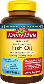 Nature Made Extra Strength Omega 3 Fish Oil 2800 mg per serving, Fish Oil Supplements as Ethyl Esters, Omega 3 Supplement for Healthy Heart, Brain, Eyes, and Mood Support, 60 Softgels, 30 Day Supply on Amazon.ae - Price Tracker