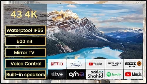 43" Luxury Bathroom Mirror TV, 4K UHD Waterproof Smart TV with webOS, Alexa Voice Control, Bluetooth, Wi-Fi & Digital TV Tuner, Ideal for Villas, Hotels & Modern Bathrooms on Amazon.ae - Price Tracker