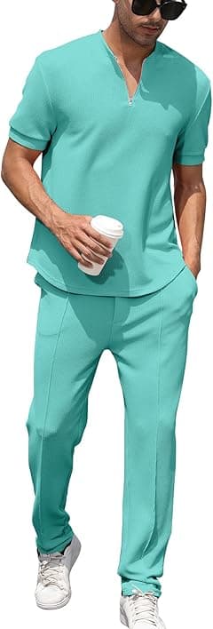 FZNHQL - Men's 2-Piece Tracksuit Set, Casual Athletic Style, Short and Long Sleeves - Amazon.ae Price Tracker