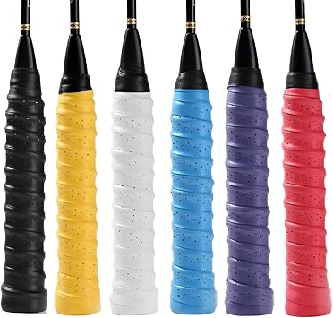 6PCS Badminton Grip Anti-Slip, Perforated PU Racket Handle Grip Tape for Tennis, Pickleball, Squash, Fishing Pole, Bicycle Handlebars, 110cm x 2.5cm على Amazon.ae - متتبع الأسعار