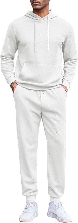 COOFANDY Men's Tracksuits 2 Pieces Waffle Hoodies Sweatsuit Sets Sports Jogging Suit Set - Best Deal Finder