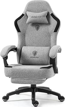 Dowinx Fabric Gaming Chair with Pocket Spring Cushion,Breathable Computer Chair with Massage Lumbar Support and Footrest,High Back Game Office Chair for Adult,Grey on Amazon.ae - Price Tracker