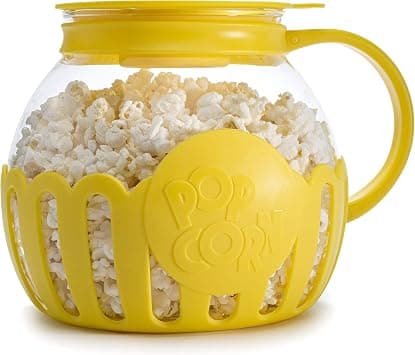 Ecolution Patented Micro-Pop Microwave Popcorn Popper with Temperature Safe Glass, 3-in-1 Lid Measures Kernels and Melts Butter, Made Without BPA, Dishwasher Safe, 3-Quart, Yellow على Amazon.ae - متتبع الأسعار