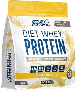 Applied Nutrition Diet Whey High Protein Powder Supplement Low Carb & Sugar for Weight Management with CLA Gold L Carnitine Green Tea (1kg - 40 Servings) (Banana Milkshake) on Amazon.ae - Price Tracker