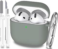 Case for AirPods 4th Generation 2024, Soft Silicone Military Case for AirPods 4 with Keychain and Cleaning Kit, Grey - Amazon.sa Price Tracker