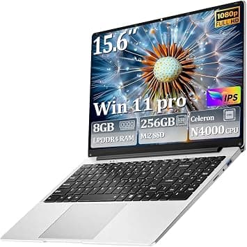 2026 Laptop, 15.6 Inch Laptop Computer, Ultra-Thin Lightweight Lap top, Celeron N4000, 8GB RAM 256GB SSD, FHD 1080P, 180° Open, Win 11 Pro, WiFi 2.4/5G, BT4.2,Mini HDMI for Student & Business, Silver on Amazon.ae - Price Tracker