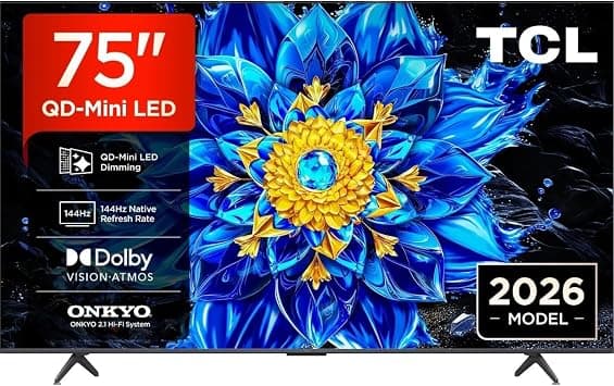 TCL 75P81L 75 Inch QD-Mini LED 4K Google TV | 144Hz | Dolby Vision Atmos | HDMI 2.1 | Game Master | 93% DCI-P3 | 2026 Model on Amazon.ae - Price Tracker