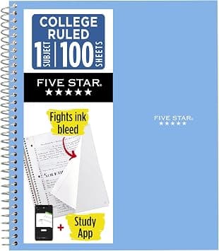 Five Star Spiral Notebook, 1-Subject, 100 College-Ruled Sheets, 11 x 8.5 Inch Sheet Size, Blue (72565) on Amazon.ae - Price Tracker
