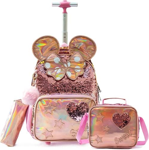Kids Rolling Backpack for Girls With Wheels School Bags Elementary on Amazon.ae - Price Tracker