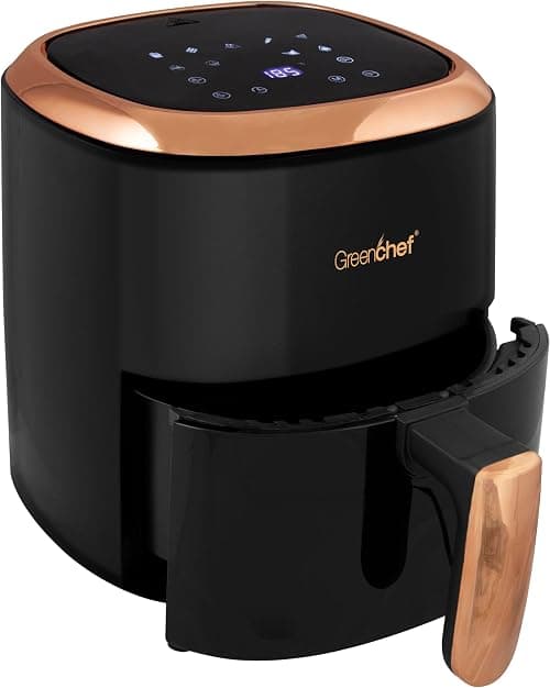 Greenchef Digital Air Fryer Frizzle with Touch Panel, uses up to 90% less fat, 8 Pre-set Menu, 1200W, 4.2 Liter (Black), Large on Amazon - Best Deal Finder