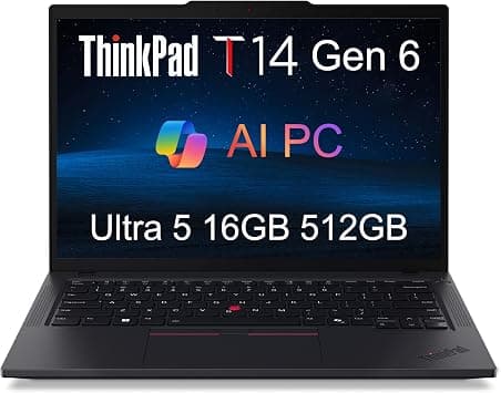 Lenovo ThinkPad T14 Gen 6 Laptop, Intel Ultra 5 225U, 16GB DDR5, 512GB SSD | 14" FHD+, 12-Core, > Ultra 7 155U, Business AI PC, Backlit, Fingerprint, 5MP IR Webcam, Thunderbolt 4, Win 11 Pro on Amazon.ae - Price Tracker