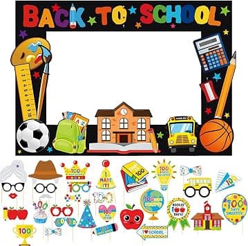 Back to School Photo Booth Props Decorations First Day of School Classroom Themed Backdrop Banner Party Decor Supplies for Kids Preschool New Class Year Classroom Party (a) on Amazon.ae - Price Tracker