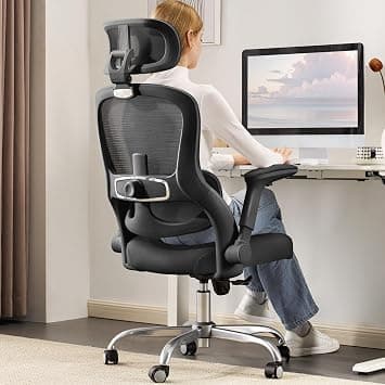 Office Chair Ergonomic Office Chair - Home Office Desk Chair Gaming Computer Chair - Big and Tall Office Chair Comfy with 3D Headrest Flip-Up Arms 330lbs Wide Seat for Office Workers (Black) على Amazon.ae - متتبع الأسعار