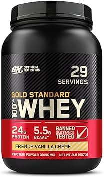 Optimum Nutrition (ON) Gold Standard 100% Whey Protein Powder Primary Source Isolate, 24 Grams of Protein for Muscle Support and Recovery - French Vanilla Creme, 2 Lbs, 29 Servings (907 Grams) - Amazon.ae Price Tracker