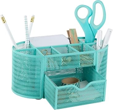 Blu Monaco Aqua Desk Organizer - Office Decor Made Of Strong Metal With Finish Storage For Supplies Organizers Home Or on Amazon.ae - Price Tracker