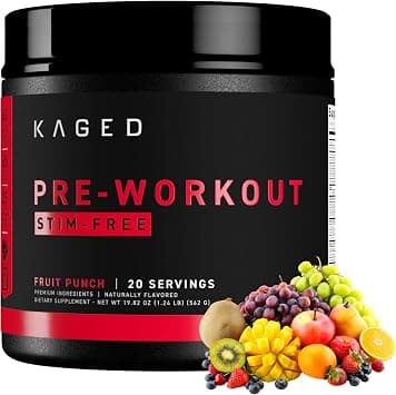 Kaged Stimulant Free Pre Workout Powder; MUSCLE Preworkout for Men & Pre Workout Women, Delivers Increased Strength, Endurance & Pumps; One of The Highest Rated Pre-Workout Supplements, Fruit Punch على Amazon.ae - متتبع الأسعار